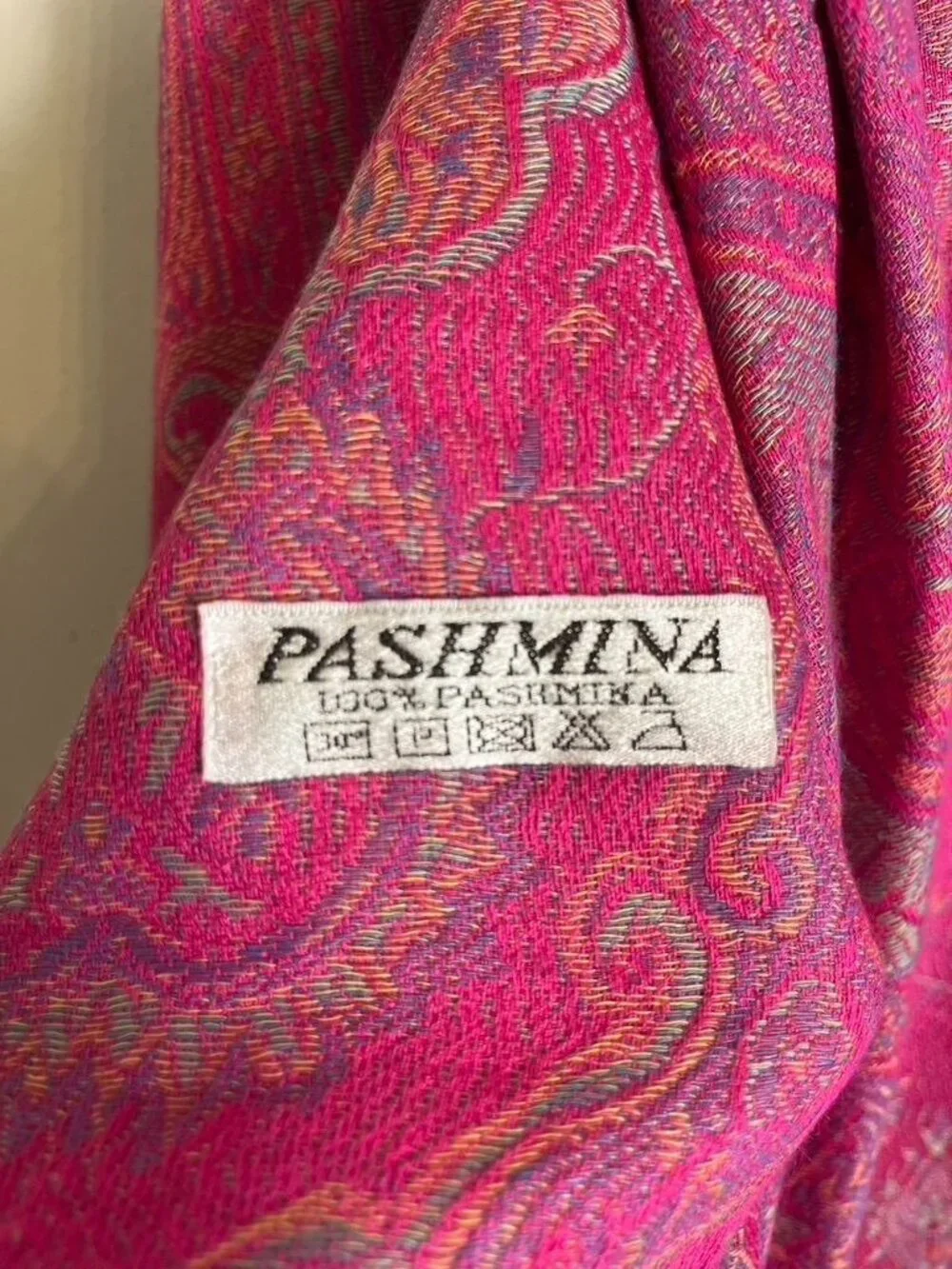 Colorful Floral Tassel Wrap Pink Scarf Paisley Shawl‎ Boho Indie Preppy Resort
